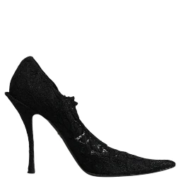 Black Lace Crystals Mary Jane Pumps Shoes
