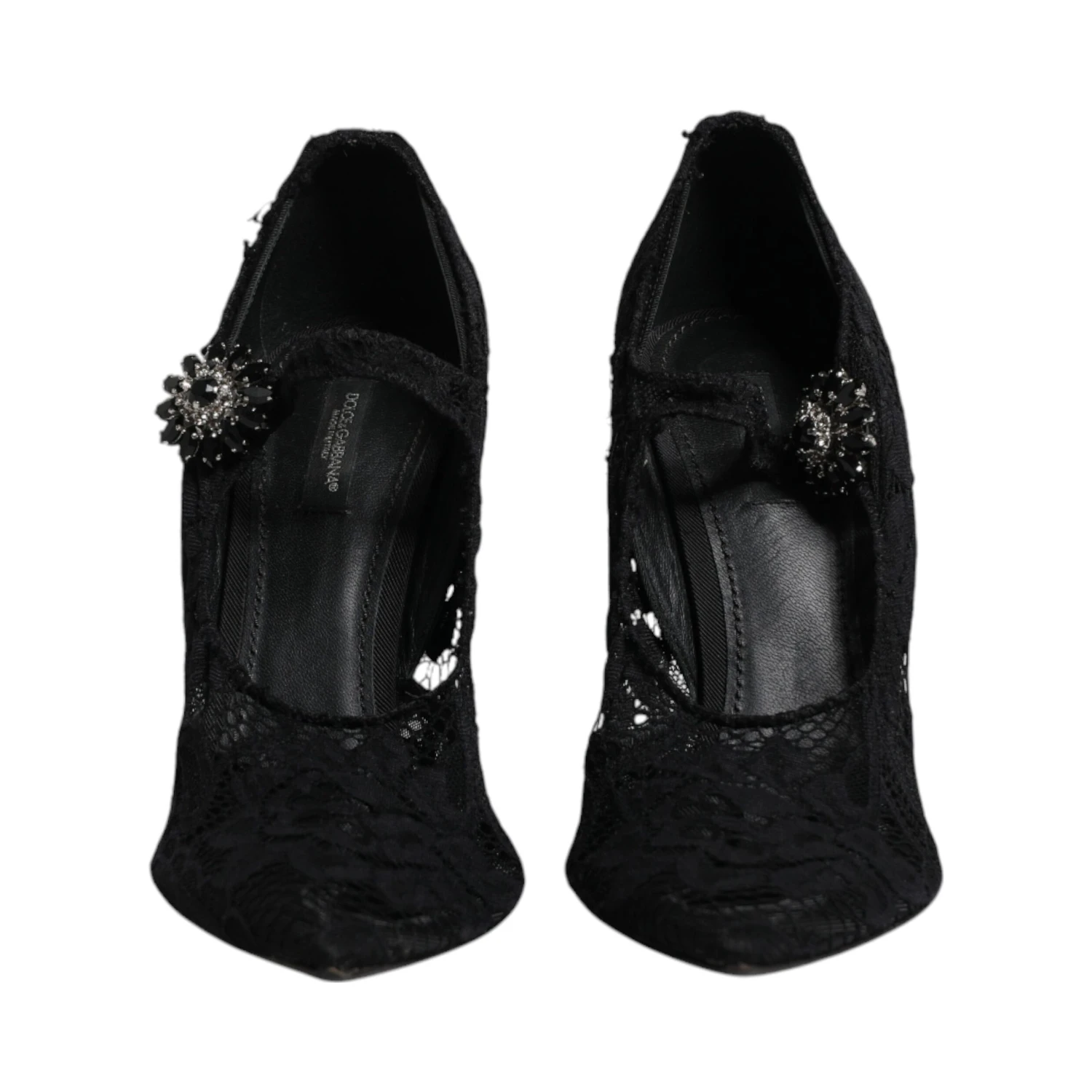 Black Lace Crystals Mary Jane Pumps Shoes
