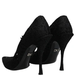 Black Lace Crystals Mary Jane Pumps Shoes
