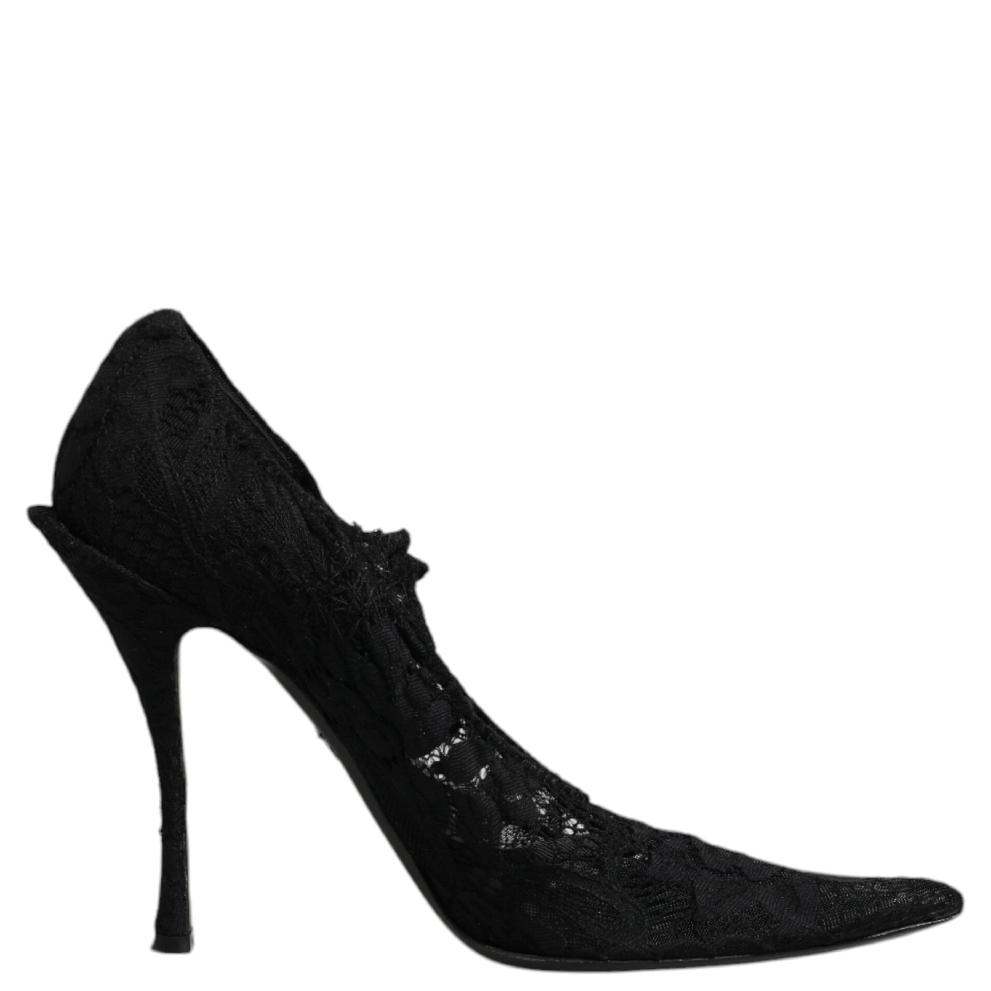 Black Lace Crystals Mary Jane Pumps Shoes