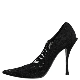 Black Lace Crystals Mary Jane Pumps Shoes
