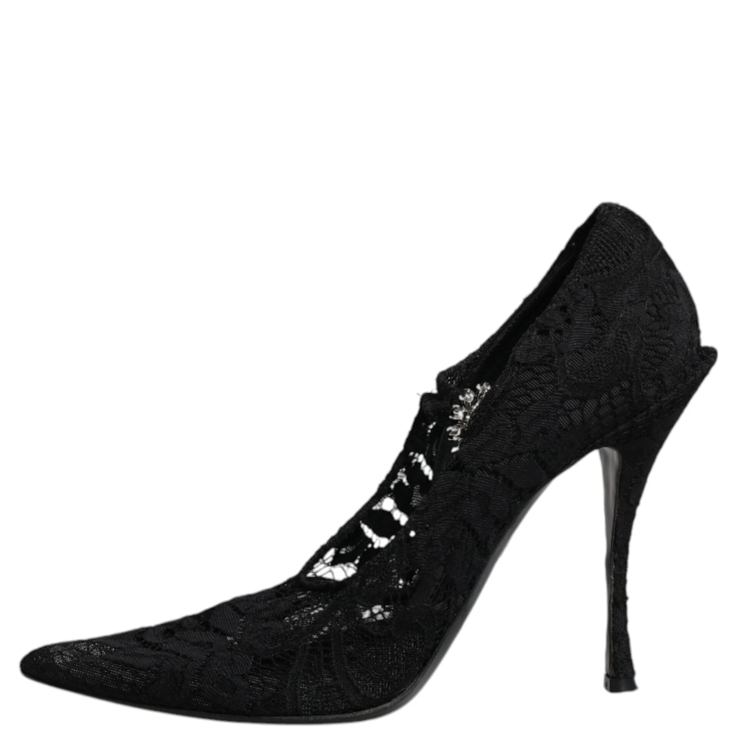 Black Lace Crystals Mary Jane Pumps Shoes