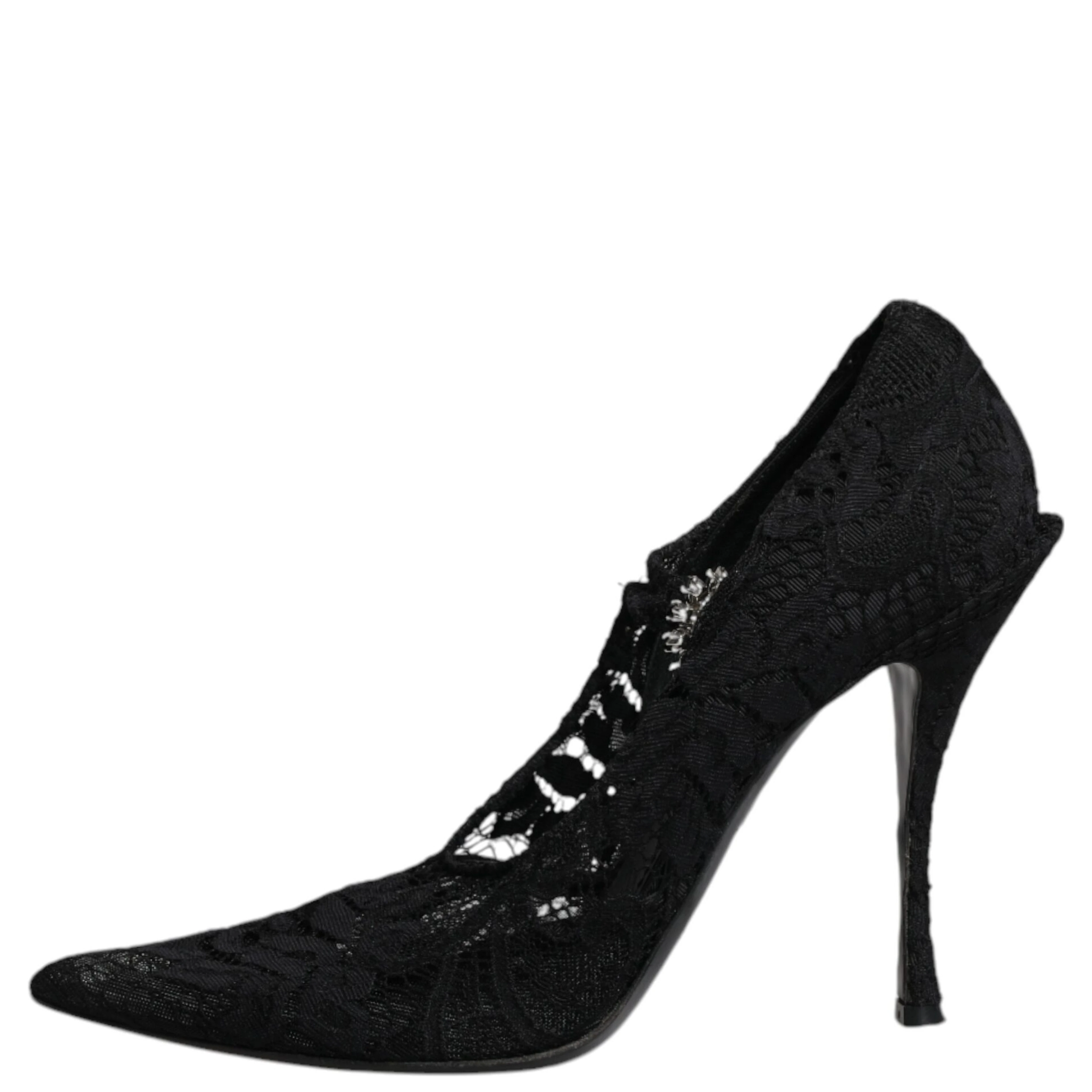 Black Lace Crystals Mary Jane Pumps Shoes
