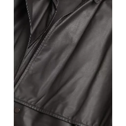 Black Leather Men Waterproof Trenchcoat Jacket