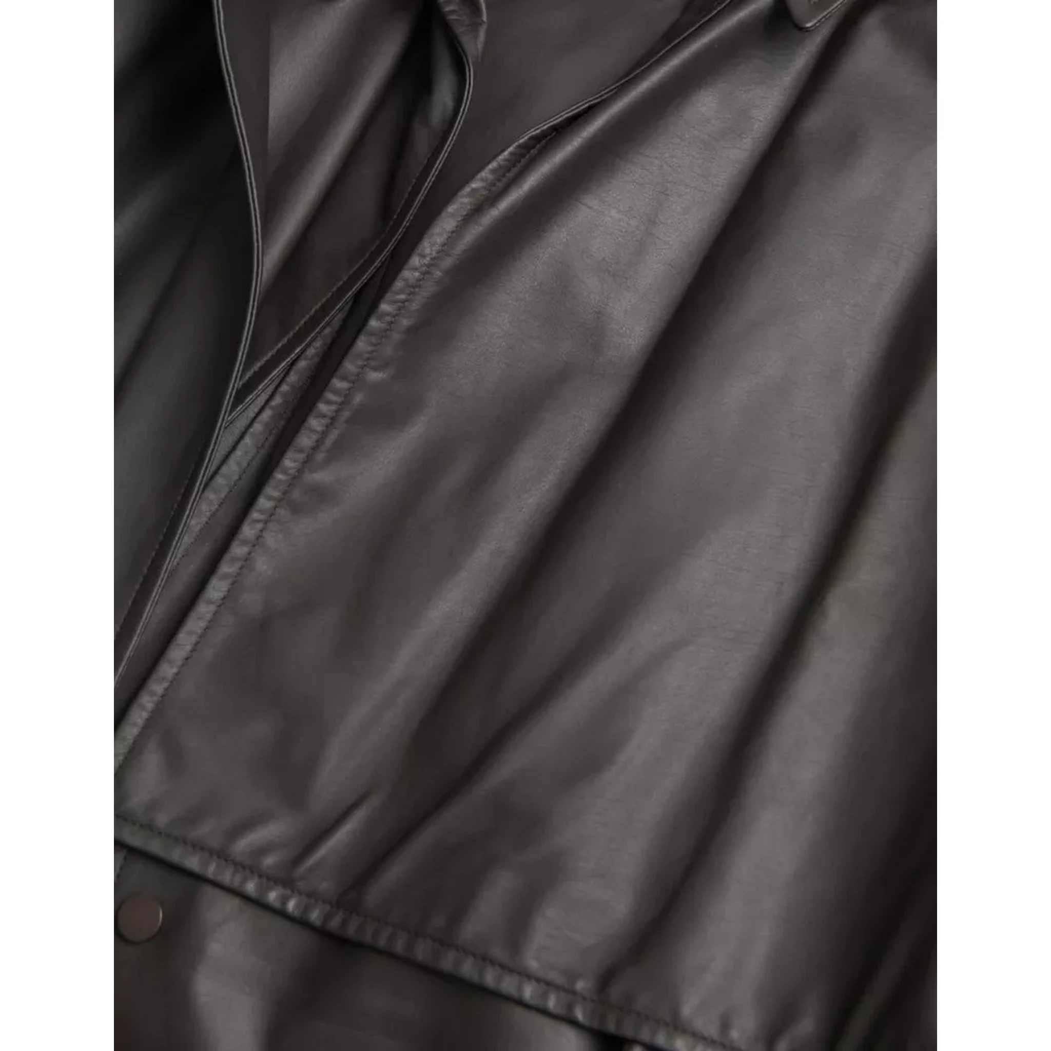 Black Leather Men Waterproof Trenchcoat Jacket