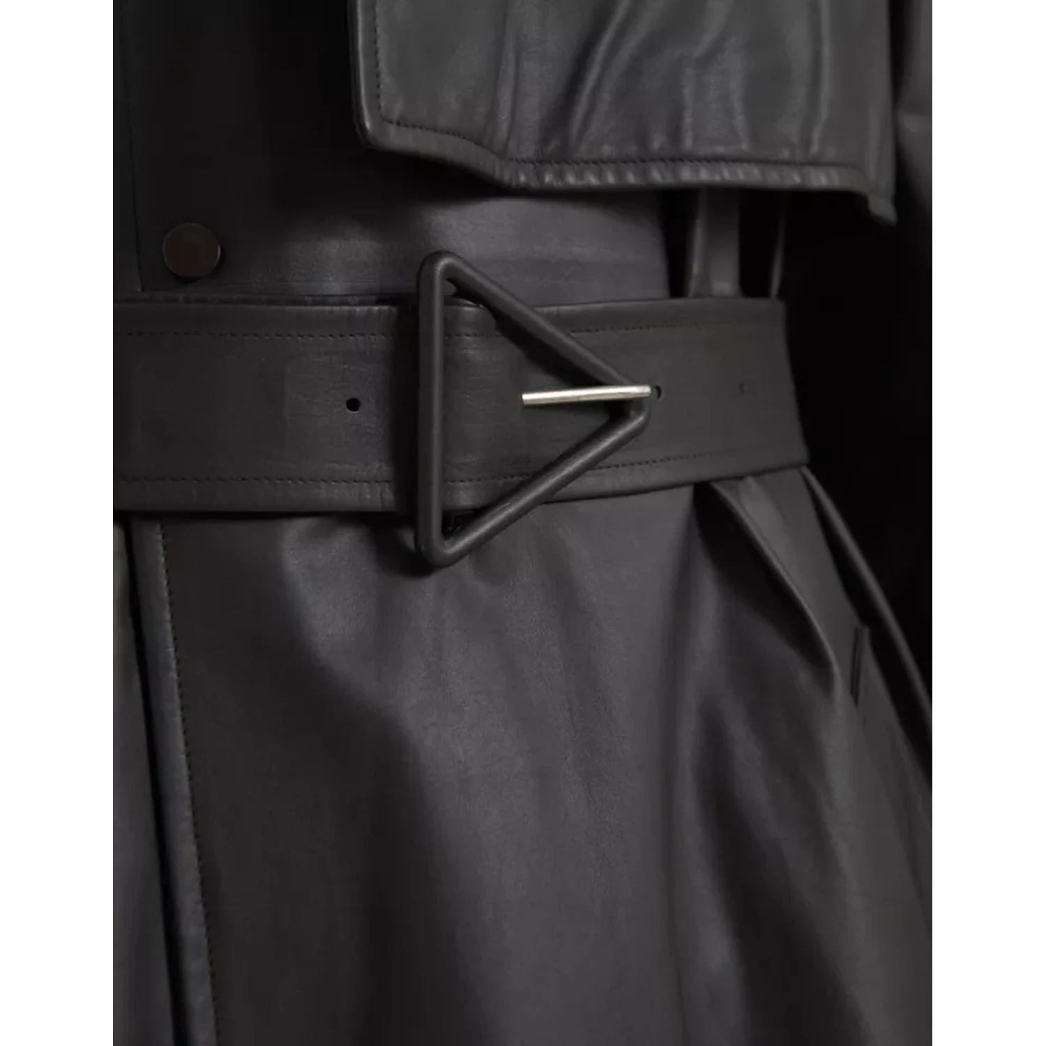 Black Leather Men Waterproof Trenchcoat Jacket