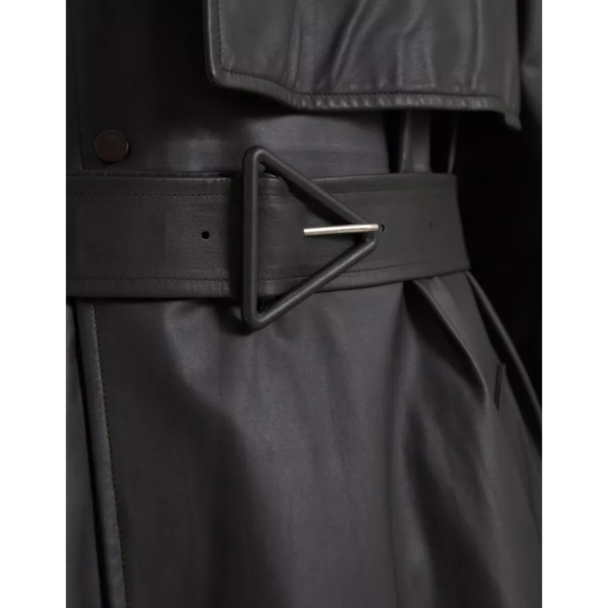Black Leather Men Waterproof Trenchcoat Jacket