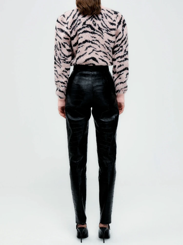 Zebra pattern knitted cardigan alternative