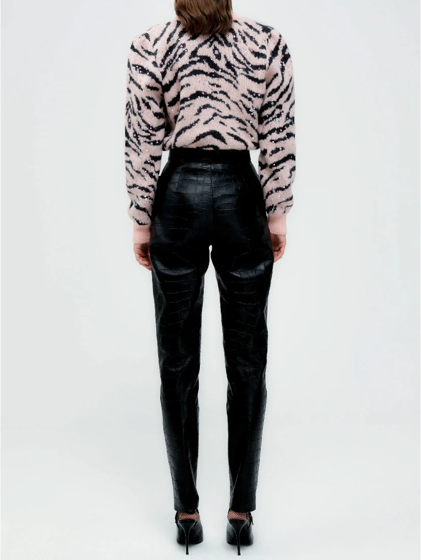 Zebra pattern knitted cardigan