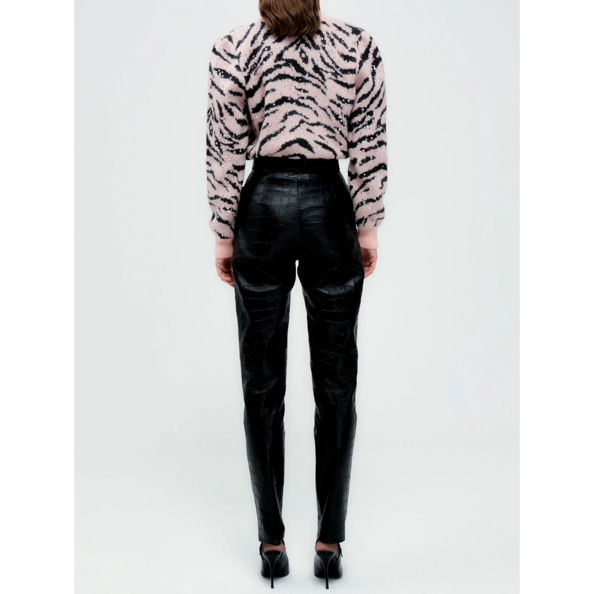 Zebra pattern knitted cardigan