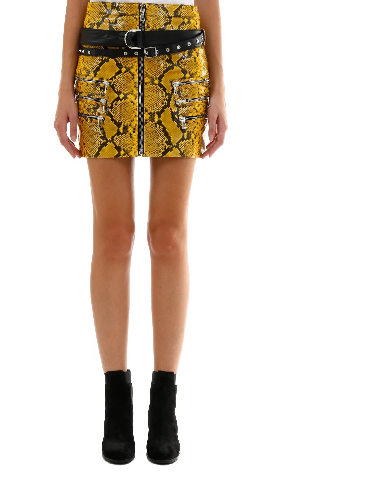 Yellow Python Leather Skirt