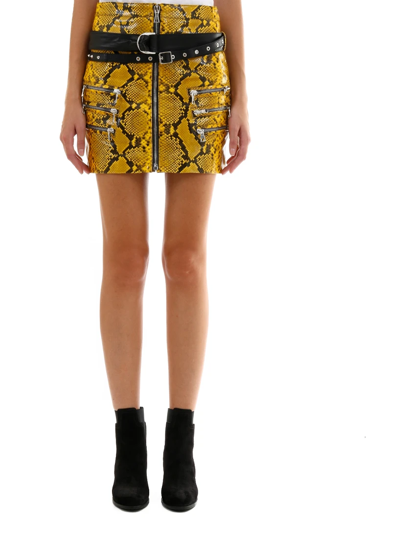 Yellow Python Leather Skirt