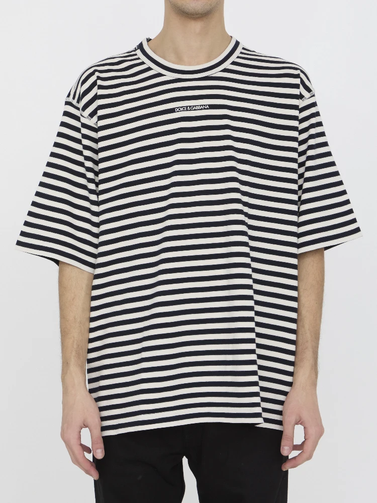 Striped crewneck relaxed fit short-sleeved t-shirt