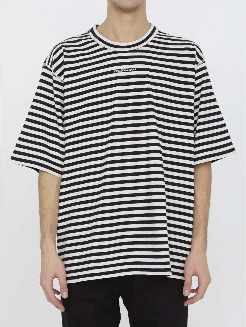 Striped crewneck relaxed fit short-sleeved t-shirt