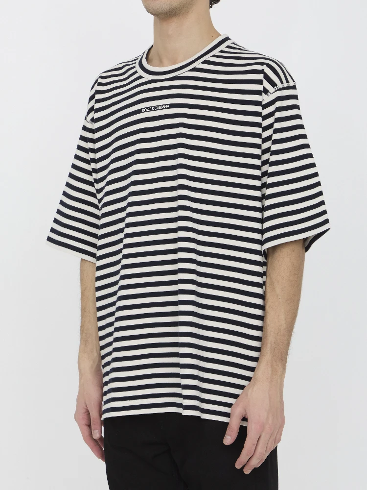Striped crewneck relaxed fit short-sleeved t-shirt alternative