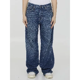 Wide Leg Denim Jeans In Blue