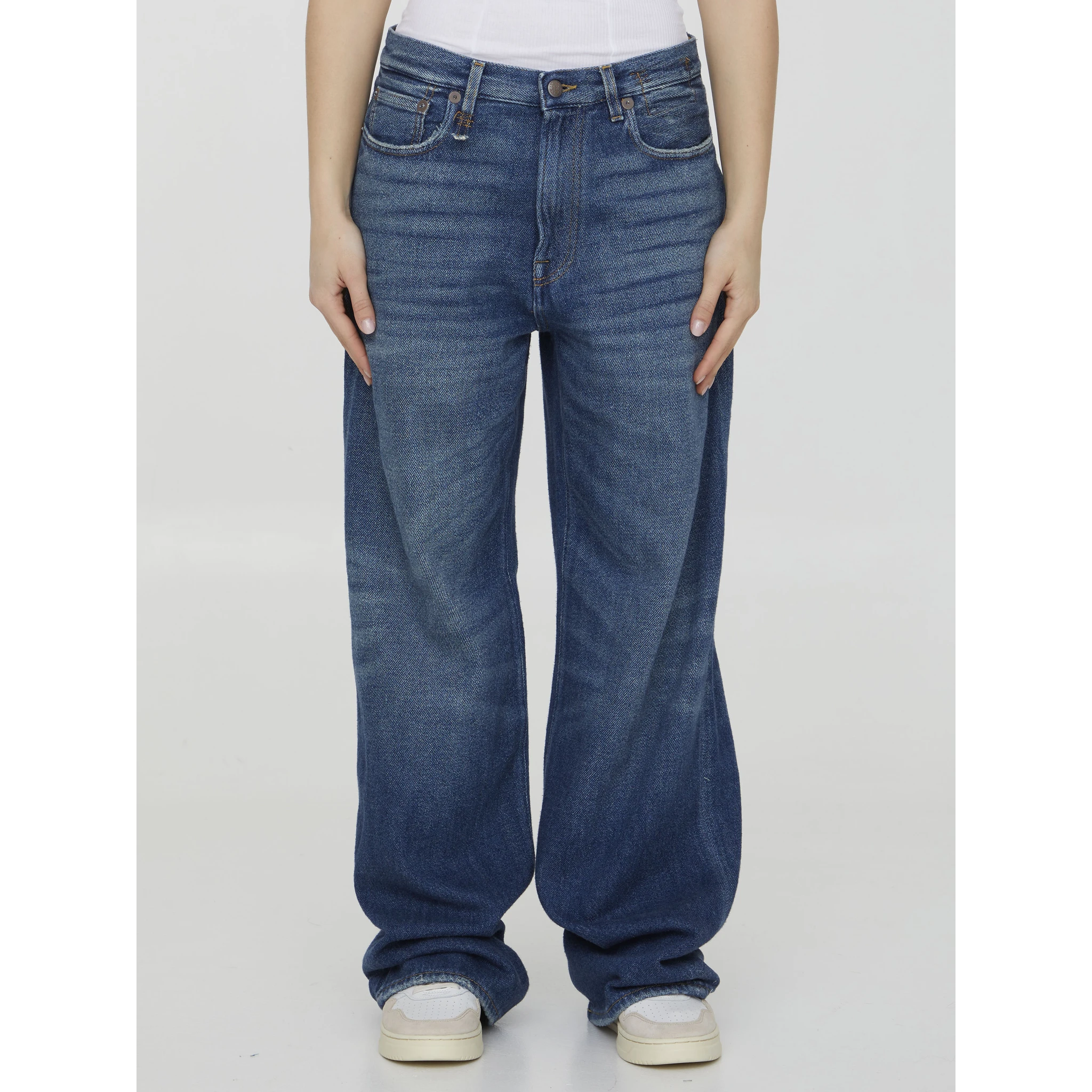 Wide Leg Denim Jeans In Blue