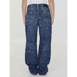 Wide Leg Denim Jeans In Blue