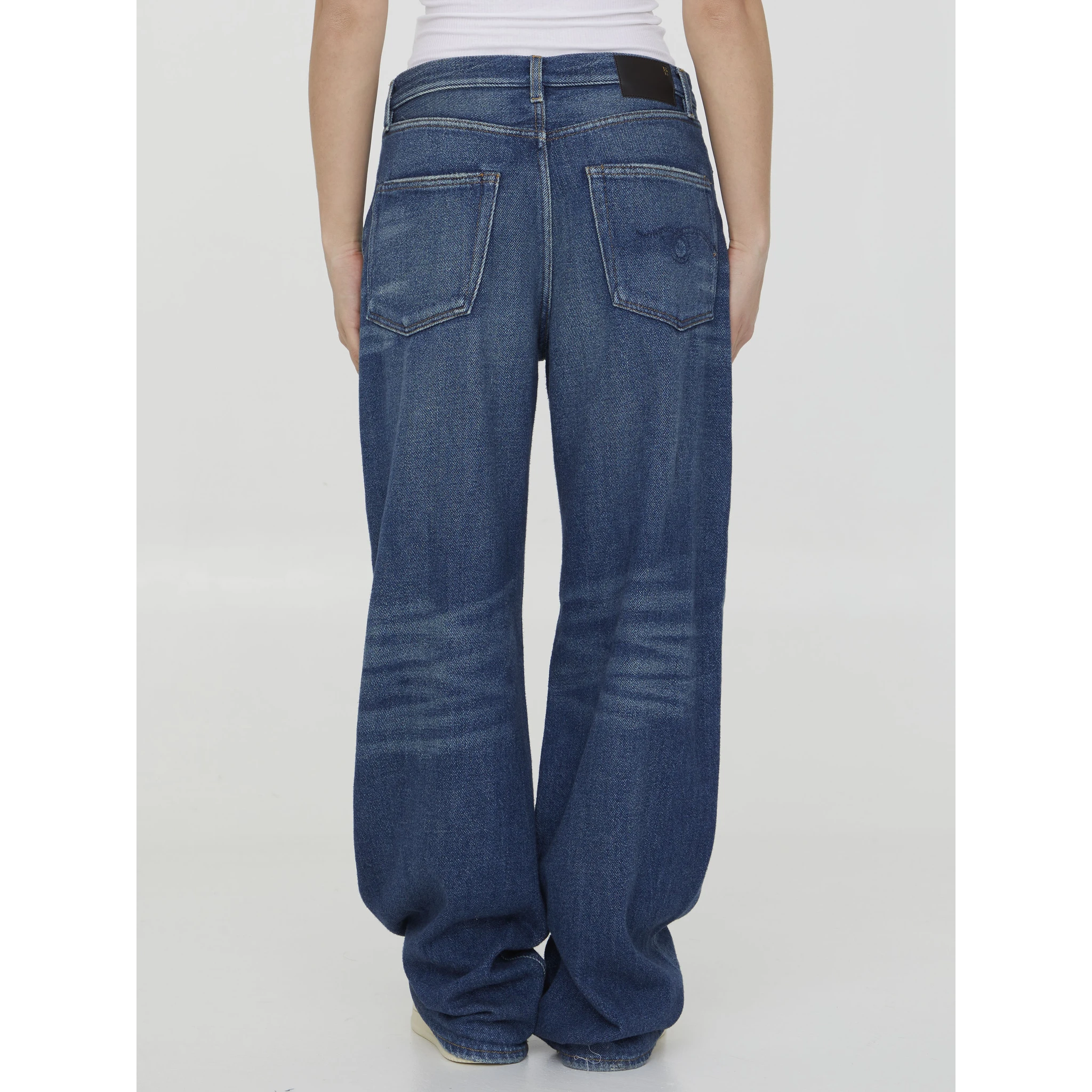 Wide Leg Denim Jeans In Blue