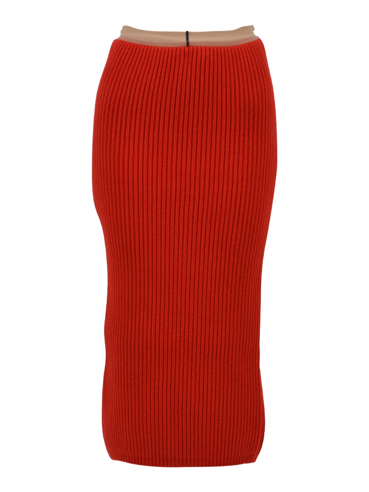 Rib-knit Midi Skirt