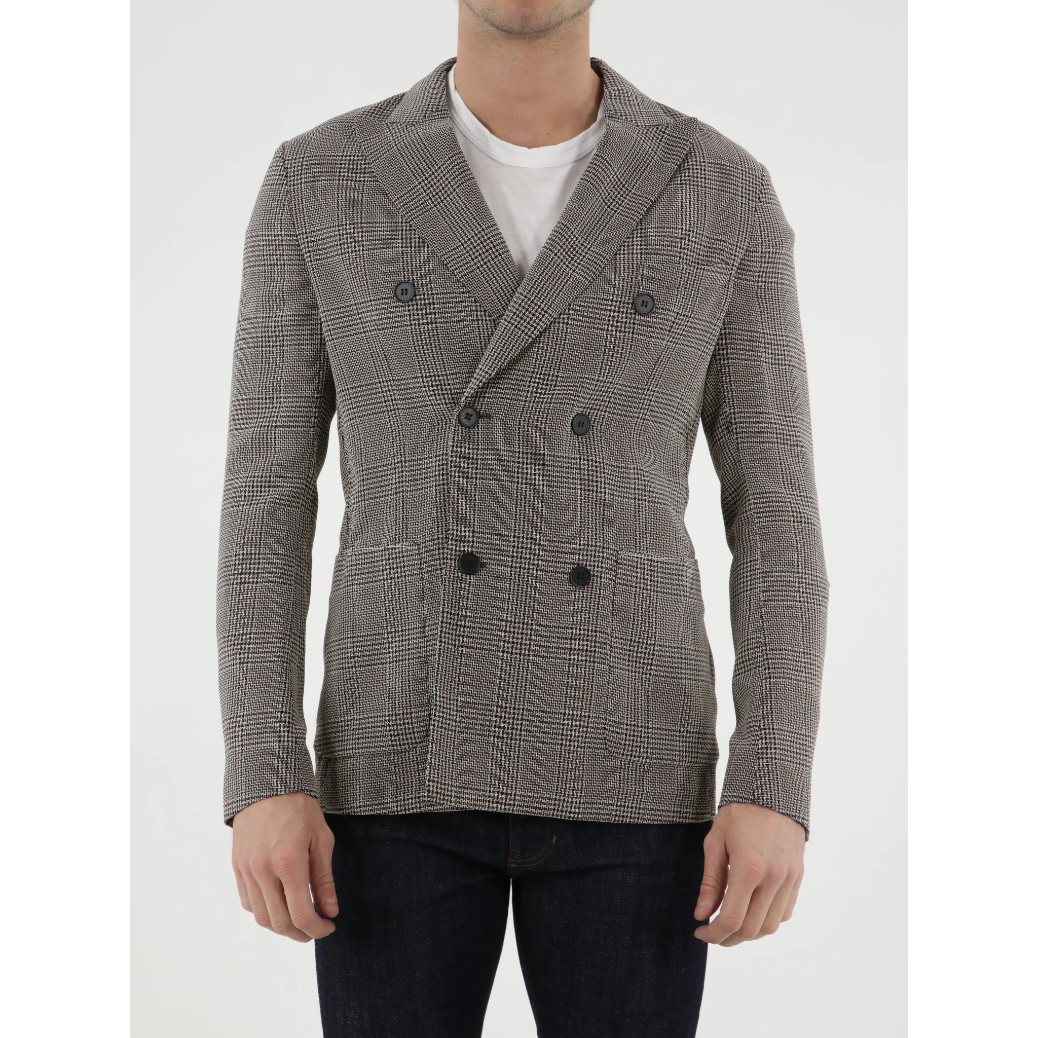 Double-breasted Glen plaid jacket