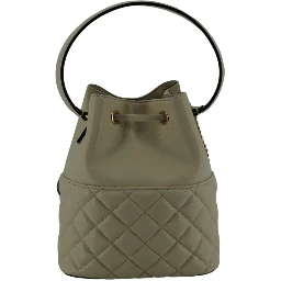 White Lamb Leather Small Bucket Shoulder Bag