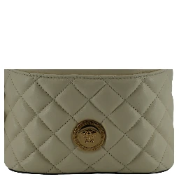 White Lamb Leather Small Bucket Shoulder Bag