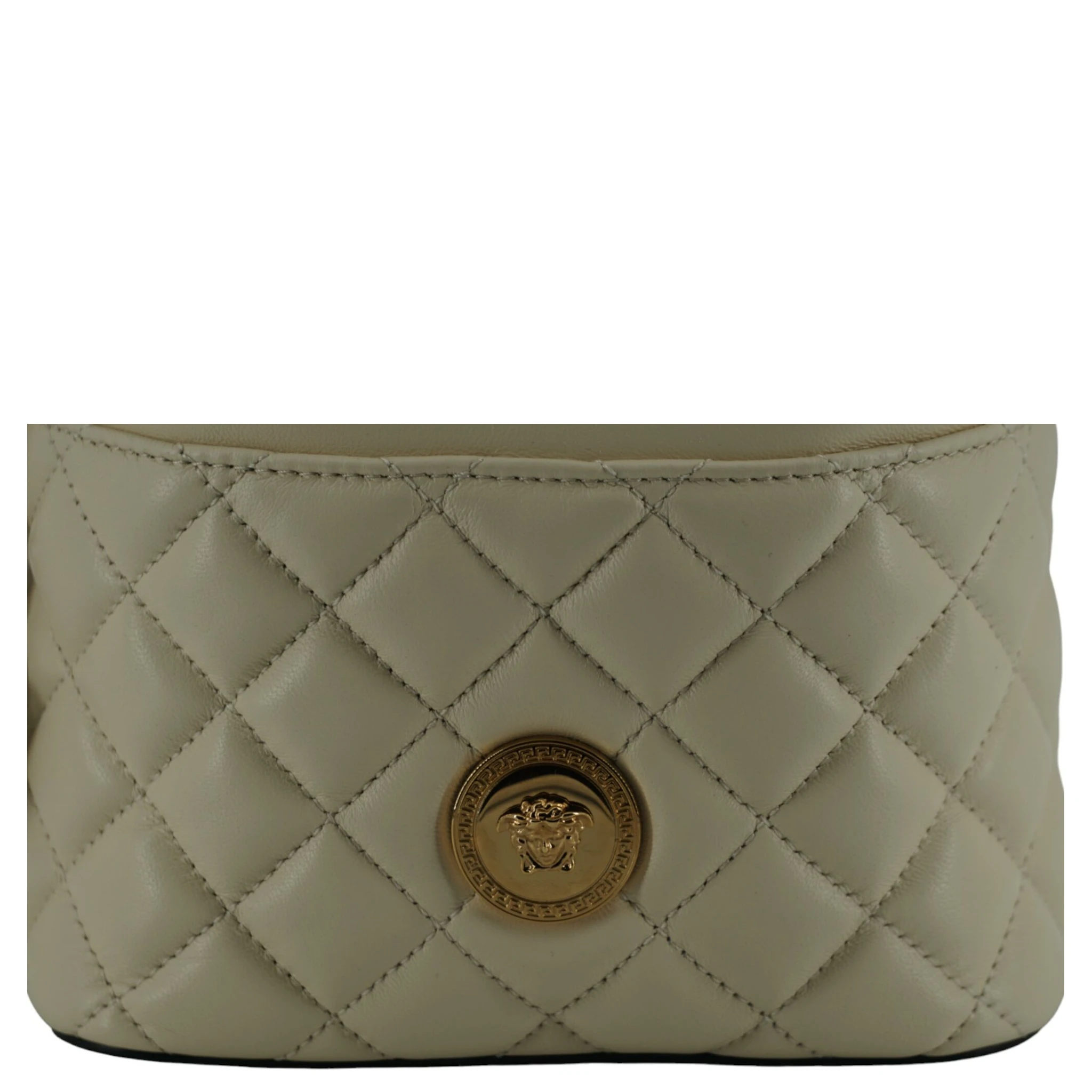 White Lamb Leather Small Bucket Shoulder Bag