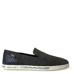 Blue Suede Caiman Men Loafers Slippers Shoes