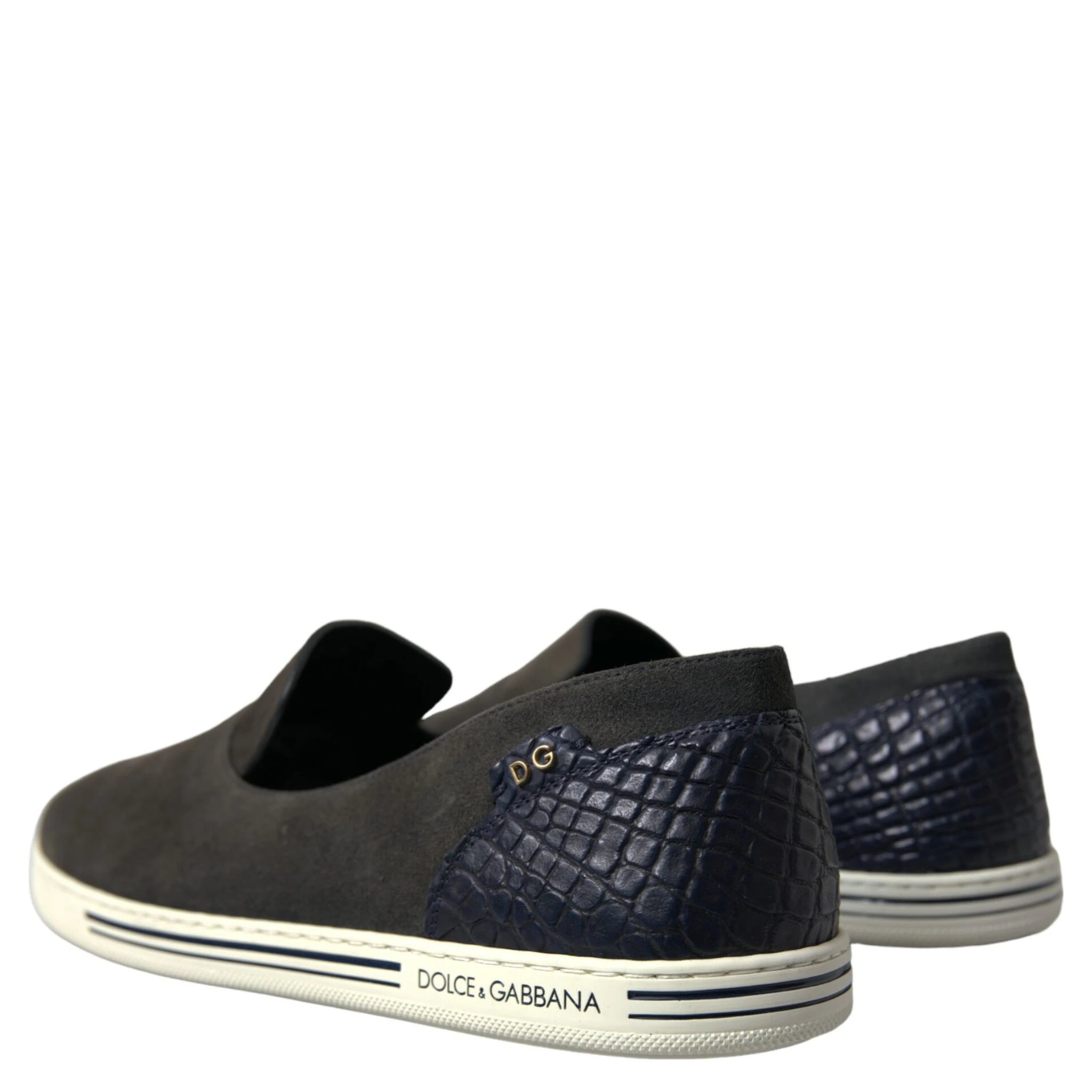 Blue Suede Caiman Men Loafers Slippers Shoes