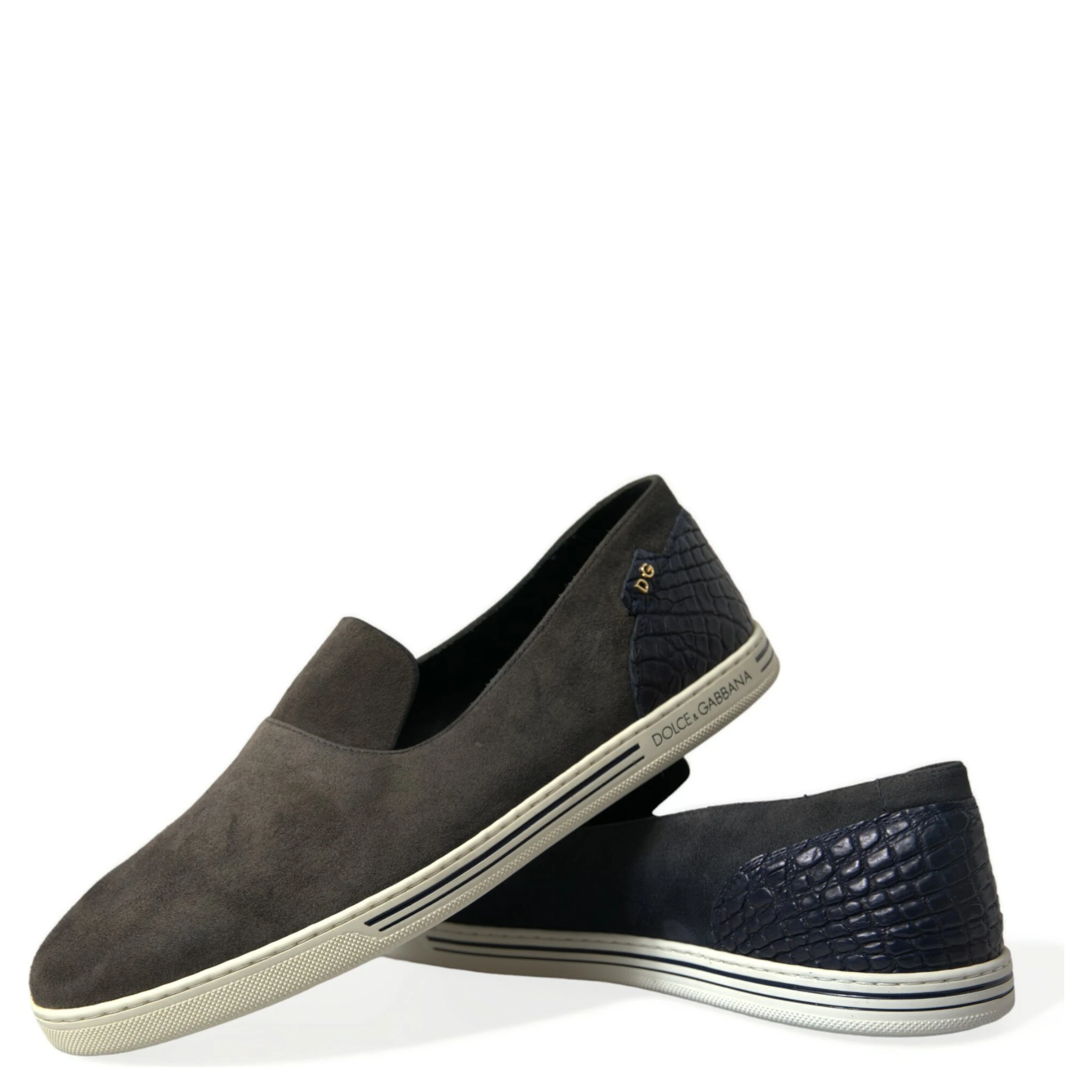 Blue Suede Caiman Men Loafers Slippers Shoes