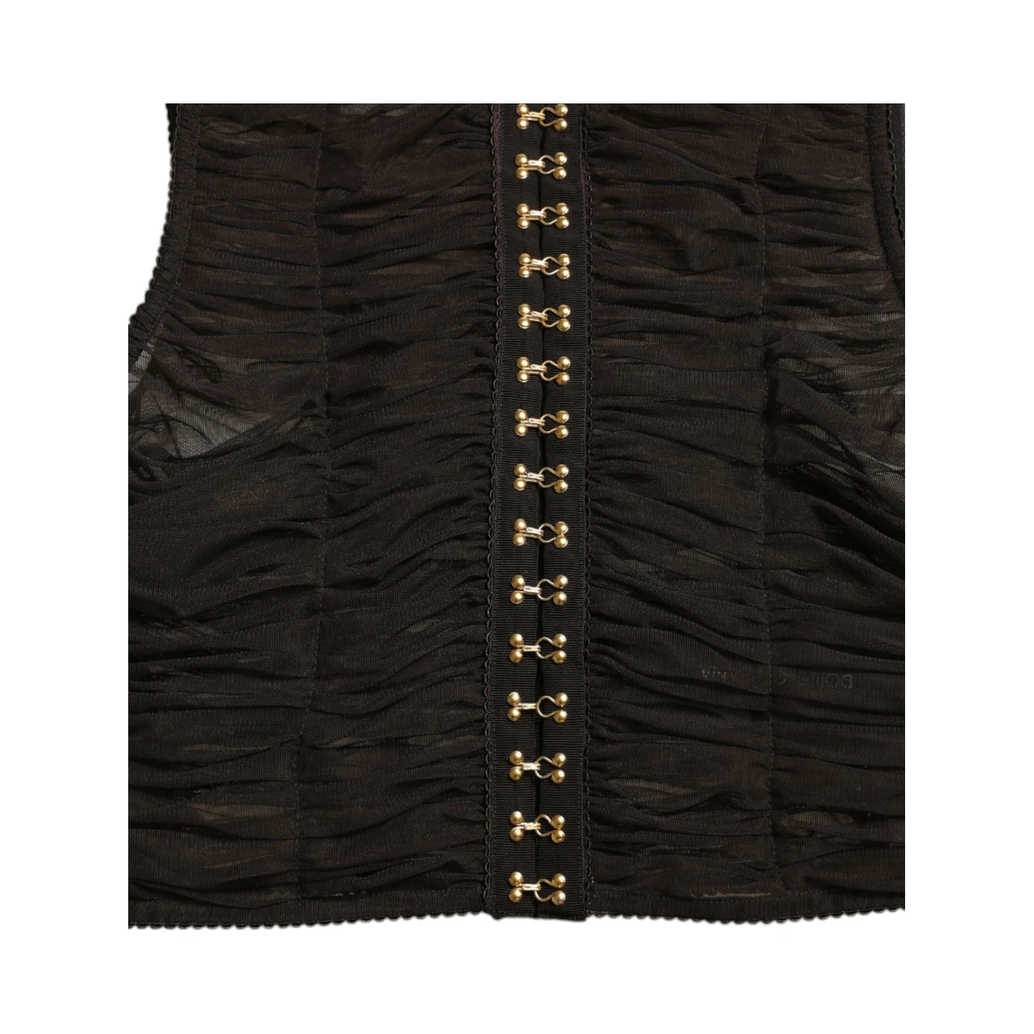 Brown Embellished Nylon Stretch Cropped Top