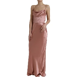 Pink Silk Spaghetti Straps Long Gown Dress