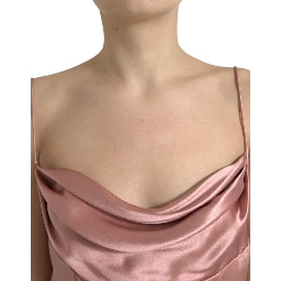 Pink Silk Spaghetti Straps Long Gown Dress