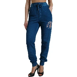 Blue Logo Cotton Jogger Sweatpants Pants