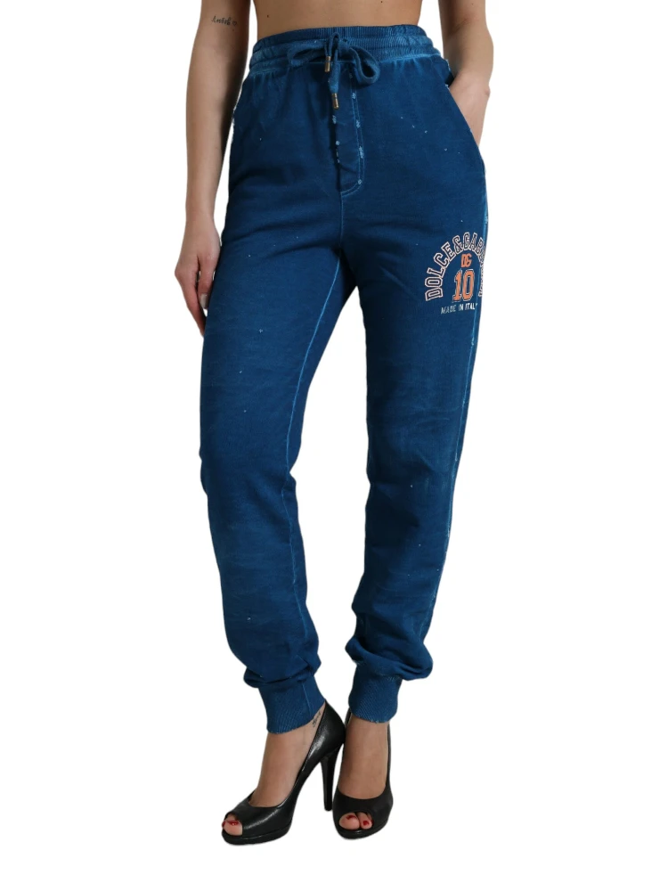 Blue Logo Cotton Jogger Sweatpants Pants