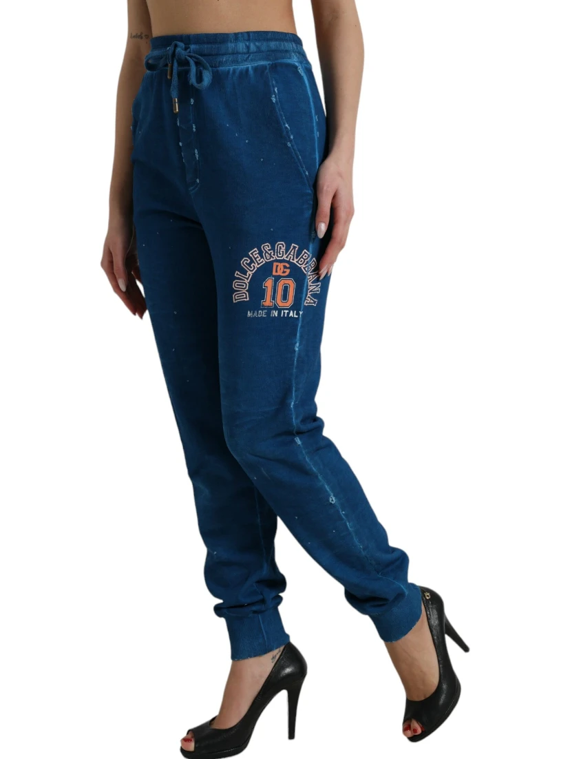 Blue Logo Cotton Jogger Sweatpants Pants