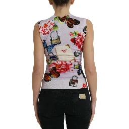 Multicolor Floral Padlock Butterfly Tank Top