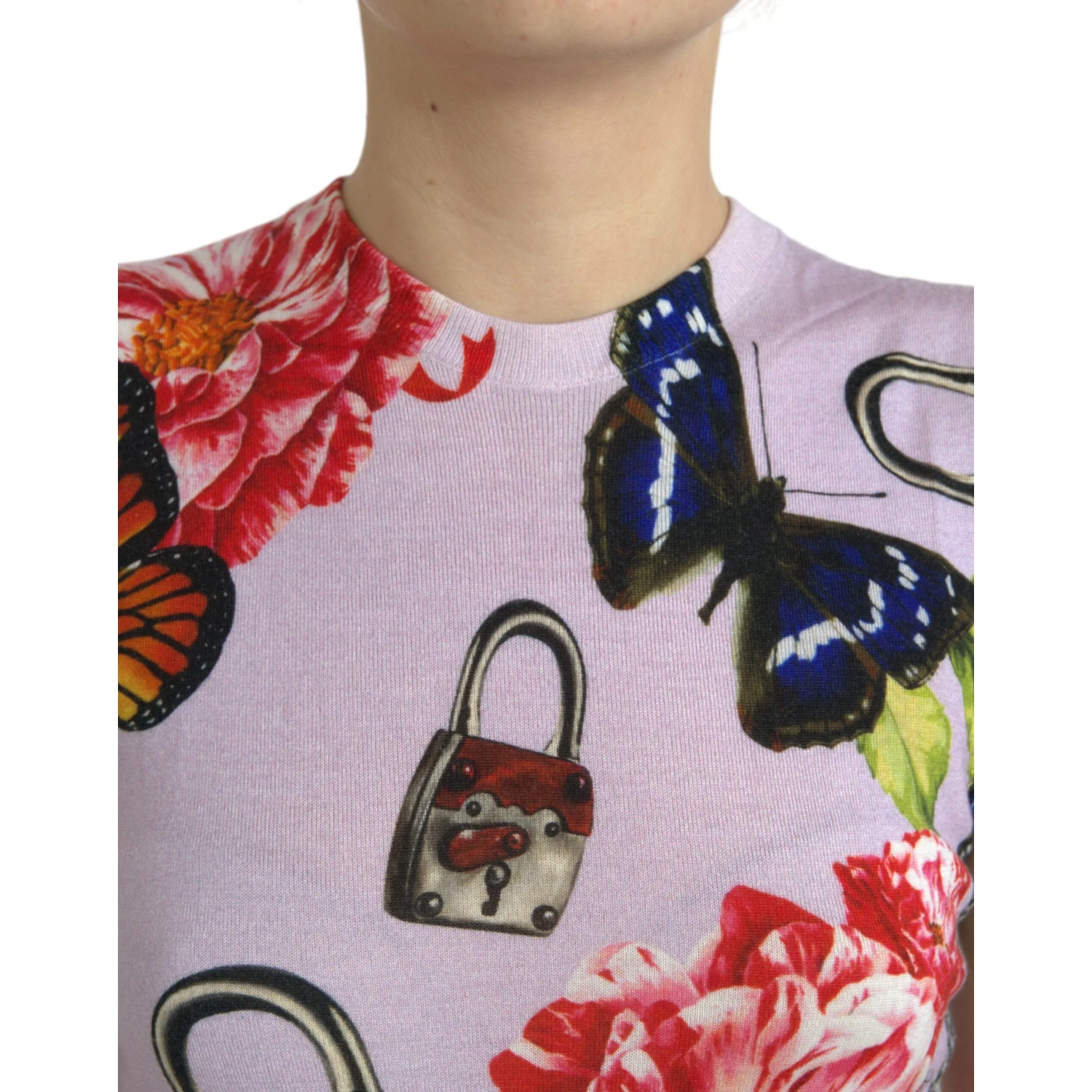 Multicolor Floral Padlock Butterfly Tank Top