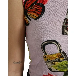 Multicolor Floral Padlock Butterfly Tank Top