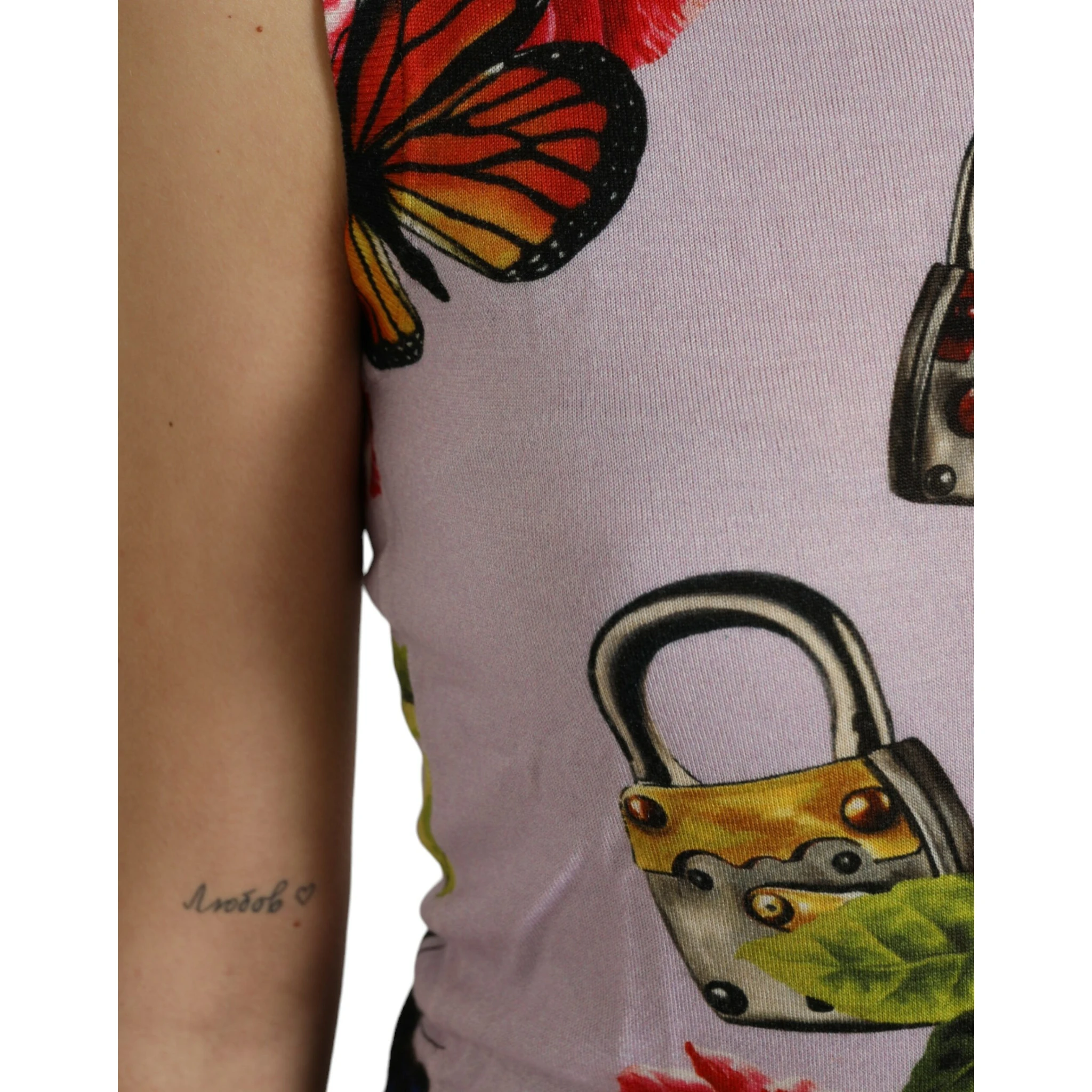 Multicolor Floral Padlock Butterfly Tank Top