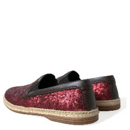 Red Sequined Loafers Slippers Men Shoes