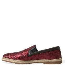 Red Sequined Loafers Slippers Men Shoes