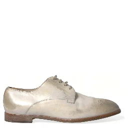 White Distressed Leather Derby Dress Shoes