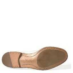 White Distressed Leather Derby Dress Shoes