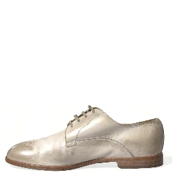 White Distressed Leather Derby Dress Shoes