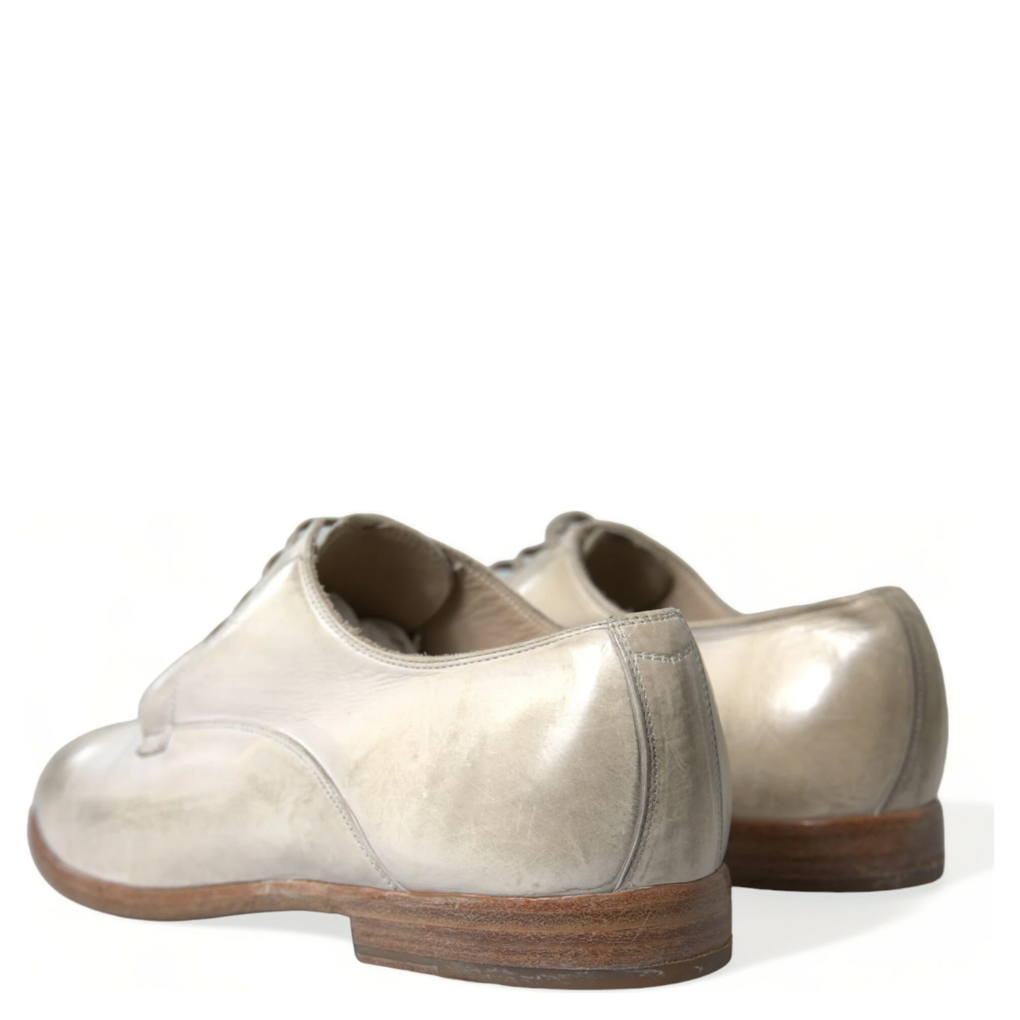 White Distressed Leather Derby Dress Shoes