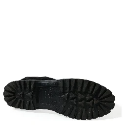 Black Rubber Lace Up Shearling Rain Boots Shoes