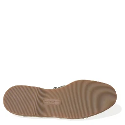 Gray Linen Leather Studded Loafers Shoes