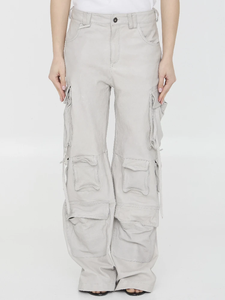 Leather cargo pants